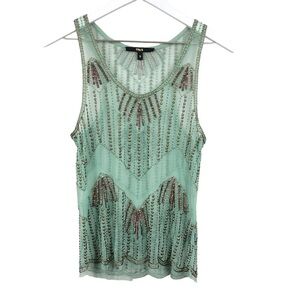 Black‎ Embellished Sheer Tank Top